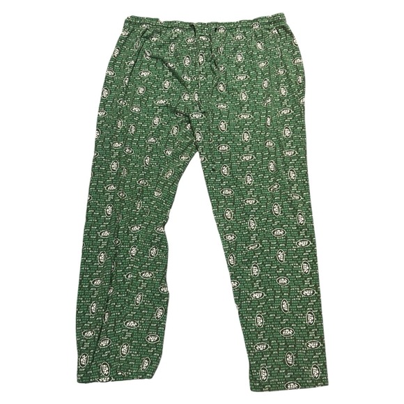 New York Jets Pajama Pants (MicroFleeced) Men's Large Green NFL Team Apparel - Picture 1 of 5